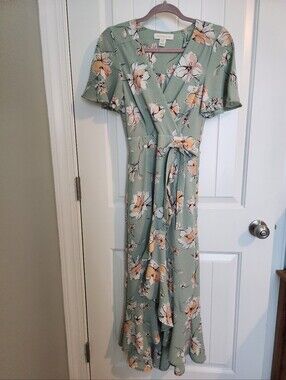 monteau los angeles green dress | Dresses | Floral Tiered Flowy Summer Boho Maxi Monteau Los Angeles vocation dress